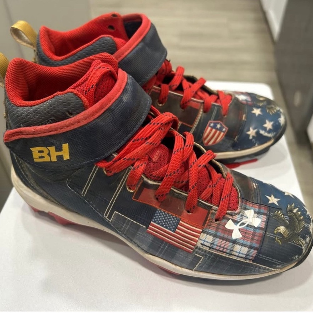 Bryce Harper Under Armour Kids' Red & Navy Patriotic Mid-Top Sneakers
